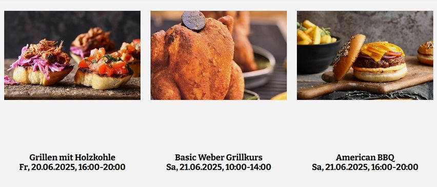 Zwei Bilder zeigen ein gegrilltes Hähnchen und einen Burger mit Pommes. Das obere Bild zeigt ein gegrilltes Hähnchen mit einer Münze darauf, und das untere Bild zeigt einen Burger mit Käse, Zwiebeln und Pommes auf einem Schneidebrett.