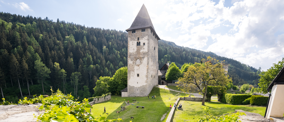 Bild enthält, Spire, Fir, Tree, Outdoors, Nature, Countryside, Clock Tower, Grass, Walkway, Monastery