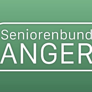 Das Logo für Seniorenbund ANGER, mit einem weißen Drachen auf grünem Hintergrund und einem roten Emblem eines Baums mit Herzen.