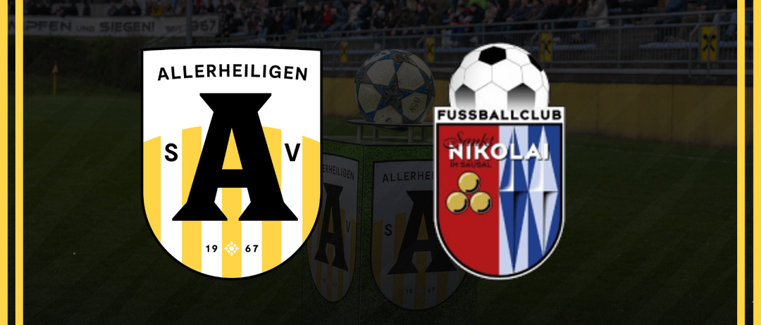 Bild einer Fußballspiel-Ankündigung für die 18. Runde der West-Regionalliga. Teams sind Allerheinligen und St. Nikolai. Datum: 11. April 2026, Zeit: 16:00 Uhr.