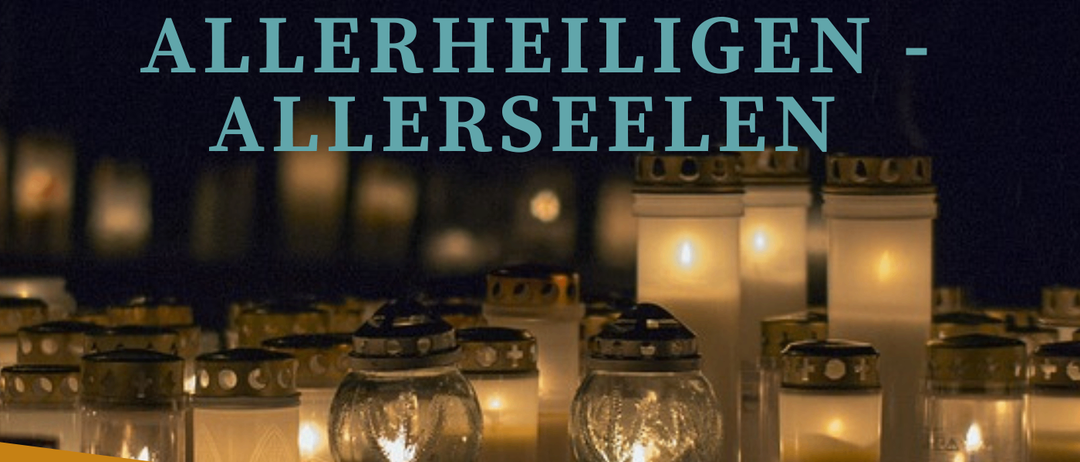 Ein Bild mit mehreren Gottesdienstzeiten, einschließlich Allerheiligen und Allerseelen, mit Details zu Messen und Segnung.