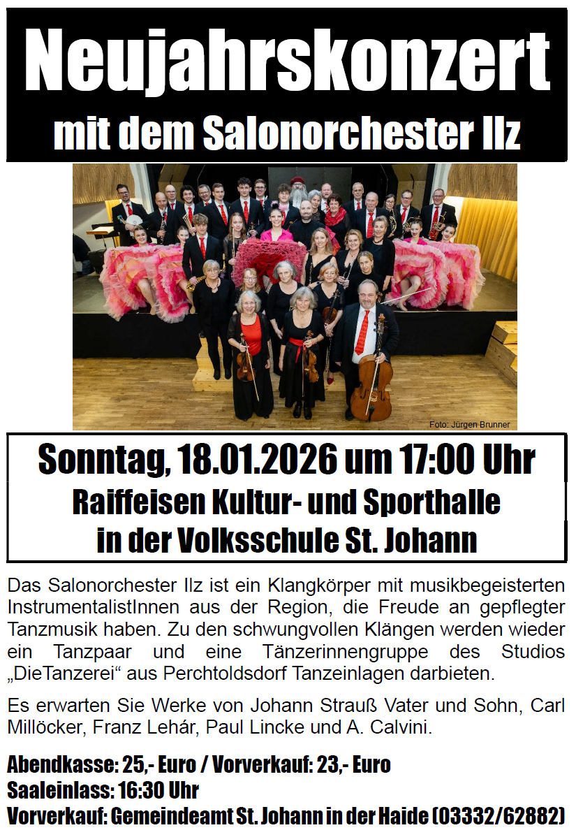 Das Salonorchester lz ist ein Klangkörper mit musikbegeisterten Instrumentalisten aus der Region, die Freude an gepflegter Tanzmusik haben. Ein Tanzpaar und eine Tänzerinnengruppe des Studios 'Die Tanzerei' aus Perchtoldsdorf tanzen mit. Erwarten Sie Werke von Johann Strauss, Vater und Sohn, Carl.