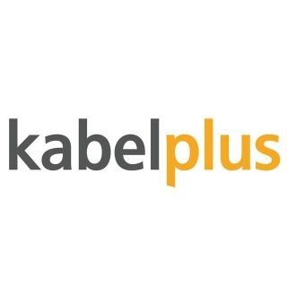 Das Bild zeigt das Logo von 'kabelplus', wobei 'kabel' in Schwarz und 'plus' in Gelb geschrieben ist. Es ist auf einem weißen Hintergrund gestaltet.