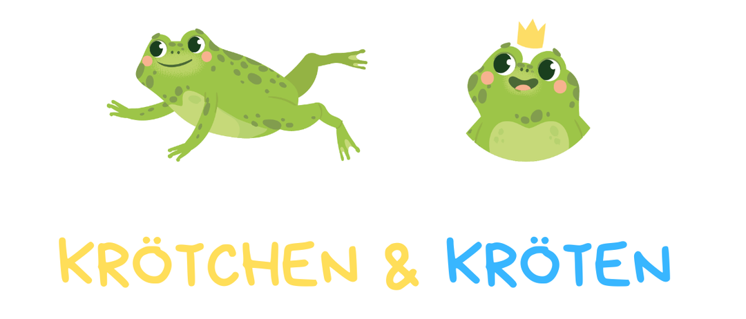 Zwei Frösche, einer mit Krone, beide lächelnd mit dem Text 'Otchen & Krote' darunter.