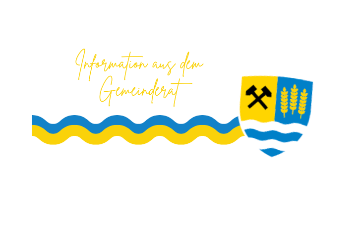 Ein Logo mit einem Schild, das einen Hammer und einen Weizengarben zeigt, begleitet von dem Text 'Information aus dem Gemeinderat'.