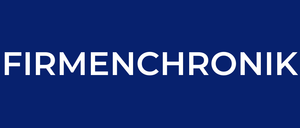 Ein blauer Hintergrund mit weißem Text, der 'Firmenchronik' besagt.