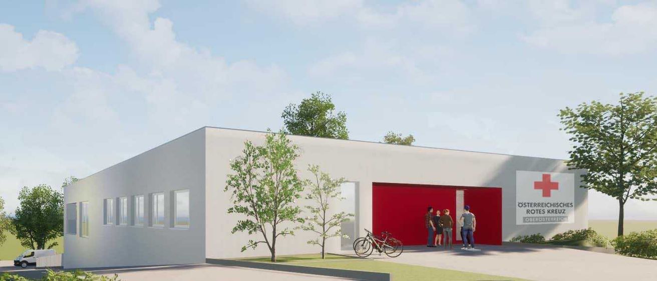 Bild enthält, Logo, Building, Person, Symbol, First Aid, Wheel, Red Cross, Bicycle