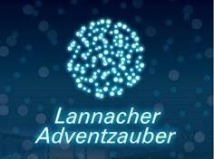 Ein blauer Hintergrund mit leuchtenden Punkten, die die Form eines Gehirns bilden, mit den in Weiß geschriebenen Worten 'Lannach Adventzauber'.