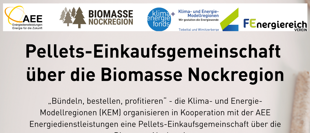 Biomasse Nockregion. Die Biomasse-Energie-Regionen (KEM) organisieren eine Pellet-Einkaufsgemeinschaft. In Zusammenarbeit mit Dienstleistern.