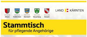 A yellow banner lists three municipalities: Steindorf, Steuerberg, and Ossiach. Each has a logo and the word Gemeinde below. The word Landtisch is below in black text.