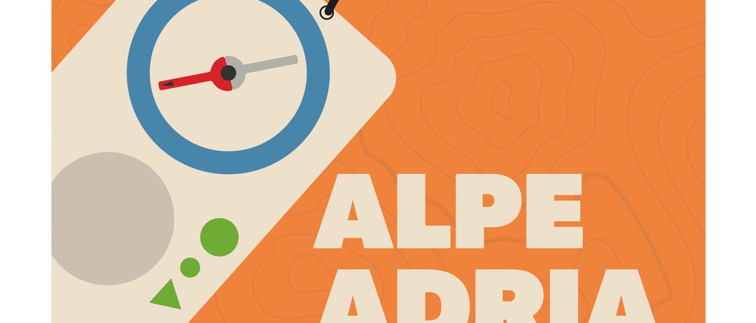 Plakat für die Alpe-Adria Cup 2026 Veranstaltung, zeigt einen Kompass, Termine vom 12. bis 14. Juni und Orte Staffel, Lang und Mittel. Offen für alle.