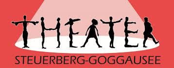 Ein roter Hintergrund mit Scheinwerfereffekt zeigt eine Reihe von Silhouetten. Sie tanzen und sind Teil einer Gruppe namens Steuerberg-Goggausee.