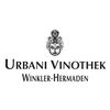 Das Urbani Vinothek Logo zeigt stilisierten Text und ein Wappen, auf weißem Hintergrund.