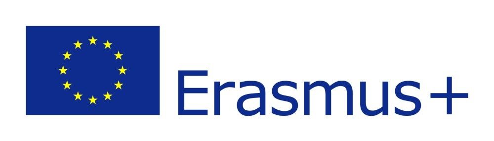 Das Erasmus-Logo mit einem blauen Kreis mit Sternen und dem Wort 'Erasmus' in Blau geschrieben.