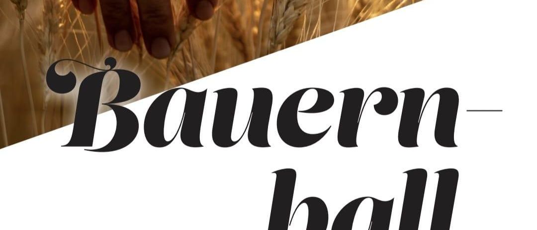Ein Plakat für den Bauernball, geplant für den 15. November 2025 im Vereinshaus Wiesmath. Das Plakat zeigt eine Hand, die Weizen berührt, einen Weizenfeldhintergrund und Text in deutscher Sprache.