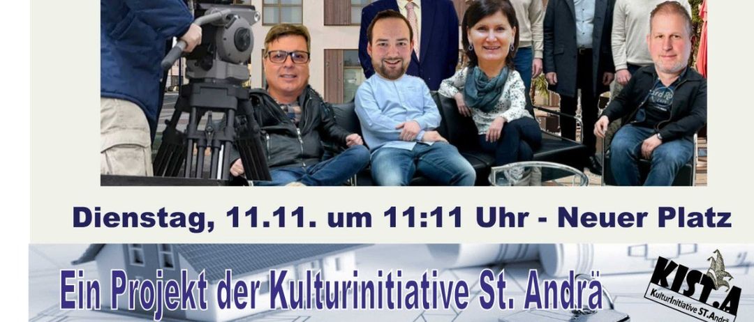 Ein Werbebild für Nia Gnua TV zeigt eine Gruppe von Personen, die auf einer Couch sitzen, während ein Mann mit einer Kamera hinter ihnen steht. Der Hintergrund besteht aus einem Gebäude mit einem Turm und Antennen. Der Text lautet 'NIA GNUA TV wir senden nun EU-WEIT', begleitet von einem 'NEW!'-Banner.