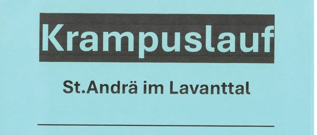 Plakat für Krampustaul in St. Andrä, Lavantall, geplant für den 07.12.2025, Beginn um 17:00 Uhr. Die Kinder der Krampusgruppe Kärntner Teufel freuen sich auf Ihren Besuch.