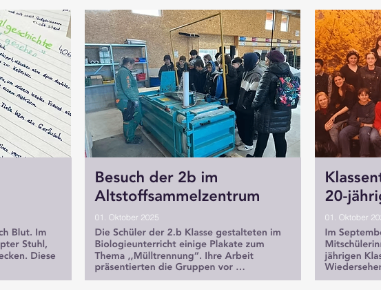 Am 01. Oktober 2025 besuchten Schüler der 2. Klasse das Altstoffsammelzentrum. Sie nahmen an einer Biologiestunde teil, in der sie eine Platte zum Thema „Mülltrennung“ präsentierten.