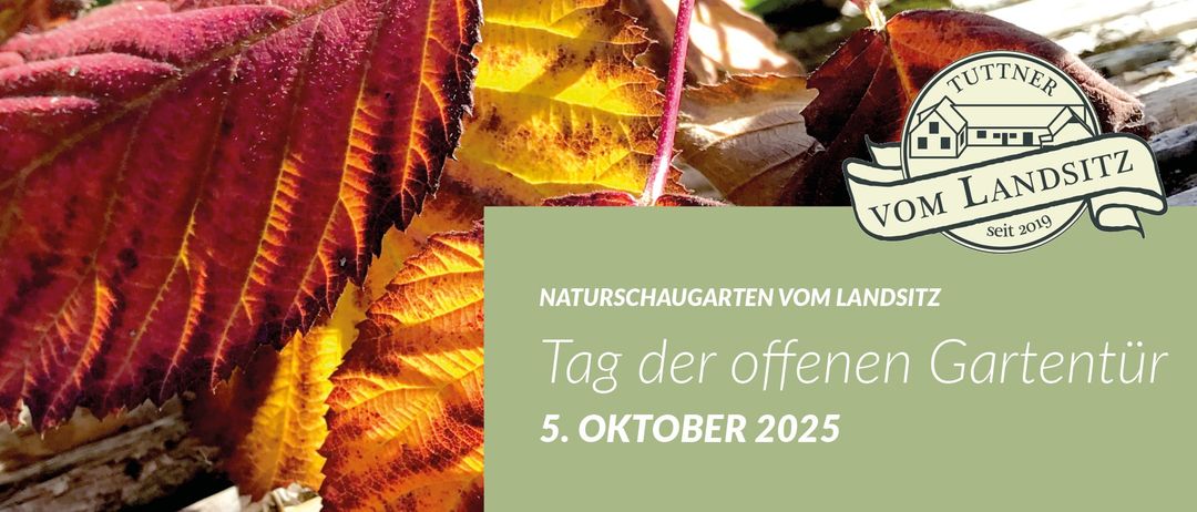 Herbstlaub im Hintergrund, Tag der offenen Gartentüre am 5. Oktober 2025