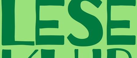 Ein grüner Hintergrund mit den Worten Leseklub in grünen Großbuchstaben. Darunter befindet sich ein grüner Oval mit den Worten Bucherfans Kommt Vorbei in Grün.