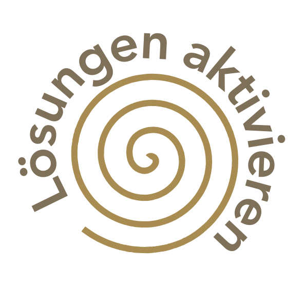 Ein Logo mit dem Wort 'Losungen' in einem Spiraldesign, in Gold auf schwarzem Hintergrund geschrieben.