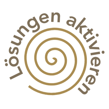 Ein Logo mit dem Wort 'Losungen' in einem Spiraldesign, in Gold auf schwarzem Hintergrund geschrieben.