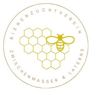 Ein kreisförmiges Logo zeigt eine stilisierte Biene auf einem Bienenwabenmuster mit dem Text 'Bienenzuchtverein' und 'Zwis Chenwasser & Laterns' in kursiver Schrift an den Rändern.