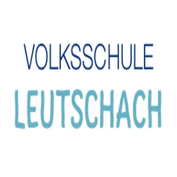Das Bild zeigt das Logo der Volksschule Leutschach in blauer und hellblauer Schrift.