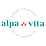 The logo for 'alpa vita', a health house, features the words 'Leben bewegen' in a circular format with a red leaf symbol in the center. The name 'alpa vita' is displayed prominently in green and blue.