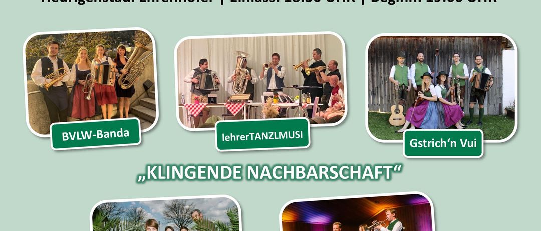 Plakat für das Musicantentreffen 2025. Es zeigt verschiedene Bands und Musiker. Die Veranstaltung ist für Freitag, den 14. November 2025, im Heurigenstadl Ehrenhofer geplant, Beginn 19:00 Uhr. Tickets kosten 16 Euro.