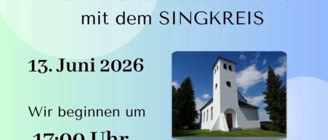 Plakat für den Antoniusfesttag in der Filialkirche Neustift, zeigt ein Kirchengebäude, Beginn um 17:00 Uhr mit der heiligen Messe. Veranstaltung am 13. Juni 2026.