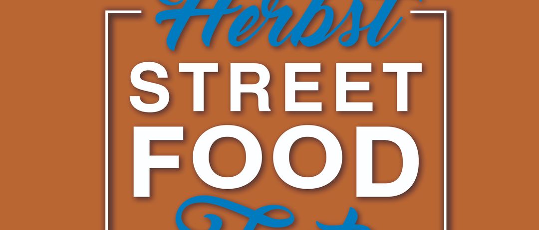 Ein Plakat für das Herbst Street Food Fest, präsentiert von Vitalhotel Bad Radkersburg. Der Titel ist blau auf einem orangefarbenen Hintergrund.