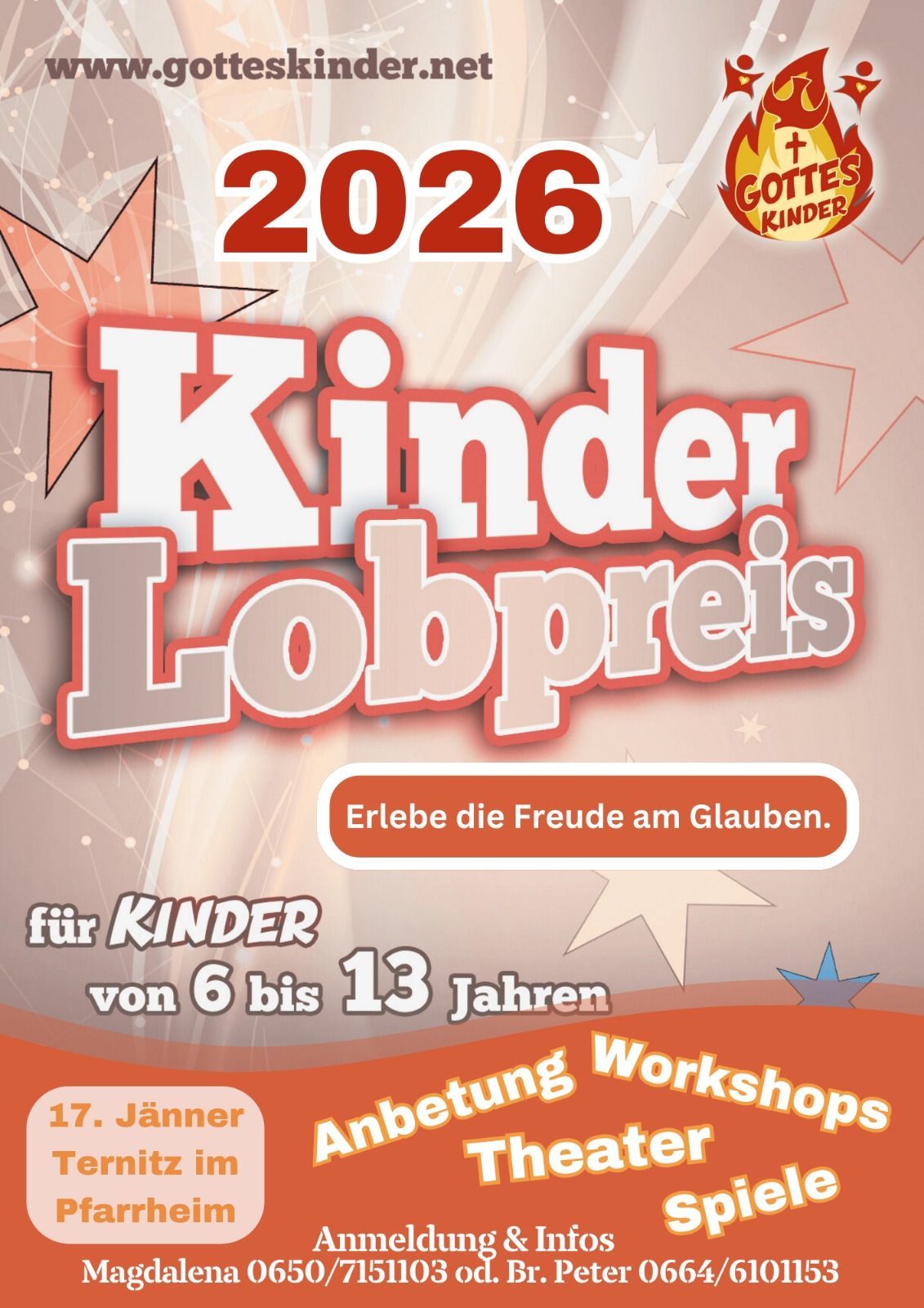 2026 Kinder Lobpreis für Kinder von 6 bis 13 Jahren. Erlebe die Freude am Glauben. 17 Workshops.
