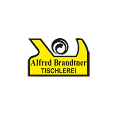 Das Logo für Alfred Brandt, ein Zimmermannsunternehmen, zeigt ein gelbes und schwarzes Design mit dem Text 'Alfred Brandt Tischlerei'.