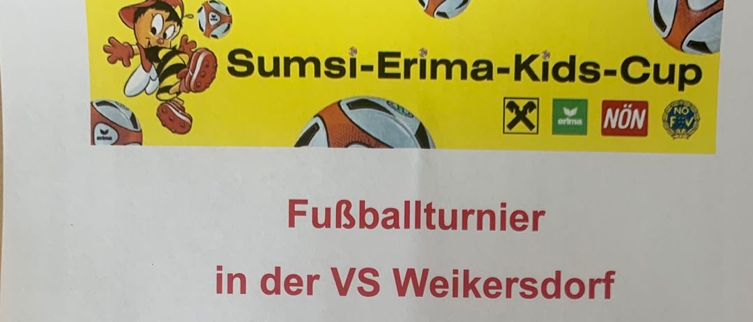 Ein Fußballturnier findet am Donnerstag, 29.01.2026 in der VS Weikersdorf von 9:00 bis ca. 12:15 Uhr statt. Teilnehmende Schulen sind Volksschule Weikersdorf, Volksschule Sollenau und weitere.
