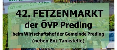 A banner with green text. Below it, people in green shirts stand in a group. An aerial view of a marketplace.