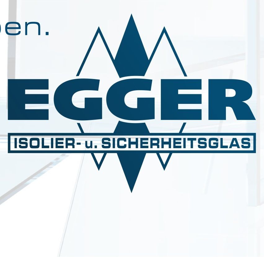 Das Egger-Logo mit einem blauen Stern, 'EGGER' in fetten Buchstaben und 'ISOLIERU.SICHERHEITSGLAS' darunter.