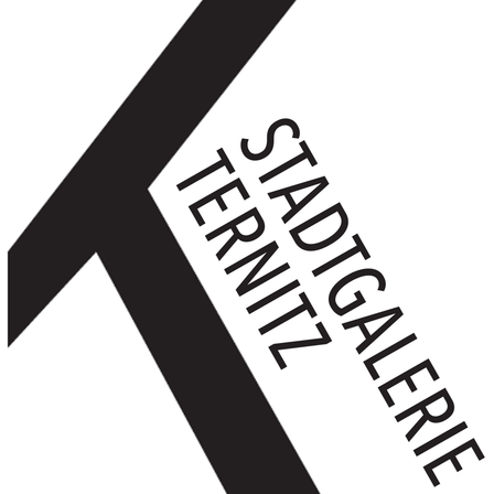 Schwarz-weißes Grafik mit dem Wort 'TERNITZ' in der Mitte und 'STADTGALLERIE' auf der rechten Seite.