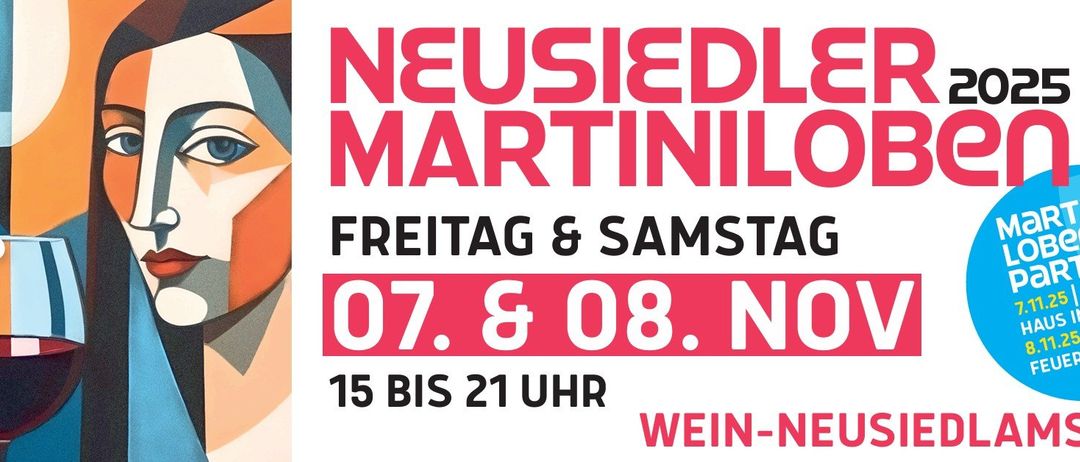 Eine Werbung für Neusiedel Martinilo am Freitag und Samstag, 7. und 8. Juli, von 15 bis 21 Uhr, mit Wein-Nacht.
