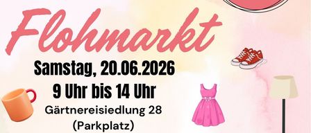 Flohmarkt am Samstag, 20.06.2026, 9 Uhr bis 14 Uhr. Gartenbereich 28 (Parkplatz). 7100 Neusiedl am See. Standgebühr: 20,- Euro. Fixer Standplatz nach Anmeldung. Die Standgebühr ist vorab zu bezahlen, erst danach ist dein Platz fix reserviert.
