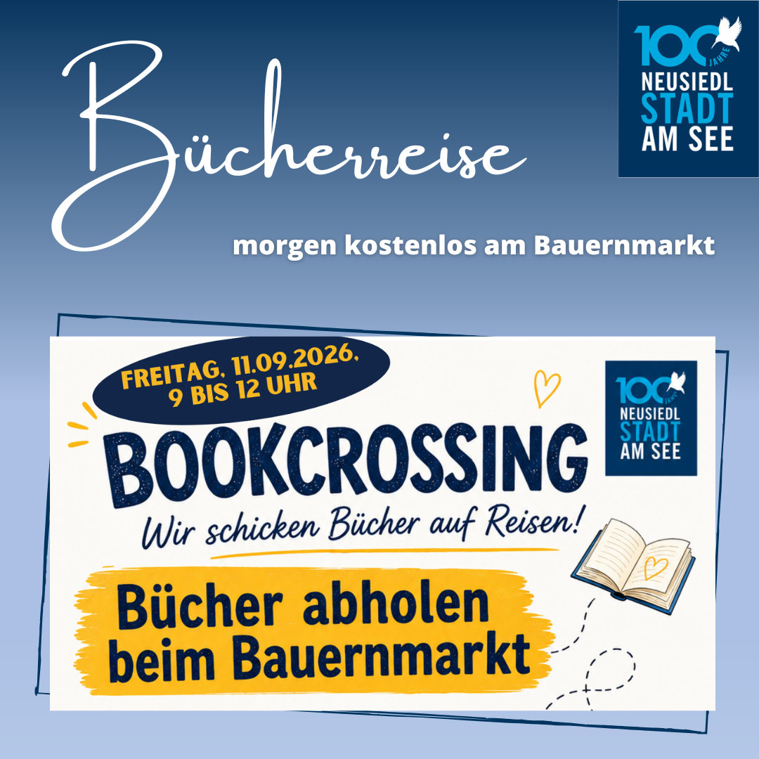 Bookcrossing event on September 11, 2026, from 9 to 12 AM at the farmers' market. Free books to pick up.