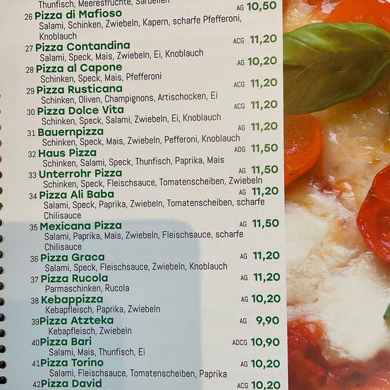 Bild enthält, Menu, Text