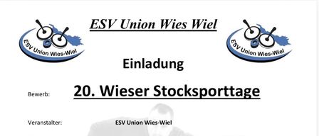 Das Wies-Stockcar-Event findet in der Stocksport Halle Wies, Am Bahnhof 2a, 8551 Wies statt. Es beginnt um 19 Uhr. Die Teilnahme steht 7 Mannschaften offen. Die Anmeldung erfolgt per E-Mail an esvwies26@gmx.at. Die Gebühr beträgt 50 Euro.