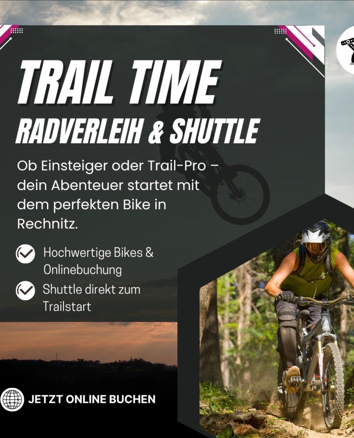Erleben Sie Trailzeit mit hochwertigen Fahrrädern und Shuttles. Beginnen Sie Ihr Abenteuer in Rechnitz. Online-Buchung verfügbar.