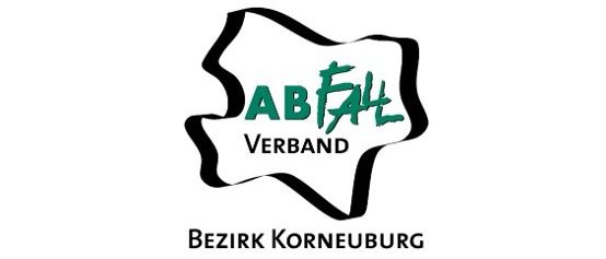 Das Logo für Abfall Verband Bezirk Korneburg, mit einer stilisierten Kartenkontur und dem Text 'ABFAUL' in Grün und 'VERBAND' darunter.