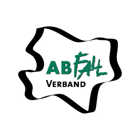 Ein Logo für 'Abfall Verband' mit einem stilisierten grünen Blatt und fettem schwarzem Text auf weißem Hintergrund.