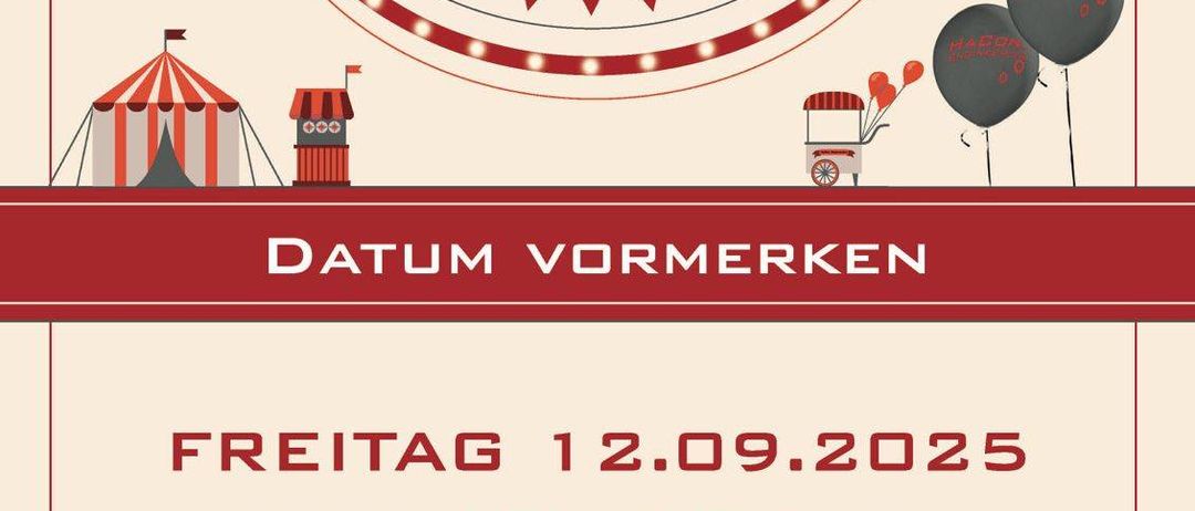 Plakat für die Hacon Jahrmarkt Veranstaltung am Freitag, 12. September 2025, von 10 - 17 Uhr. Ort: Firmengelände, Niederdorf 55, 8611 Tragöss - St. Kathrein.