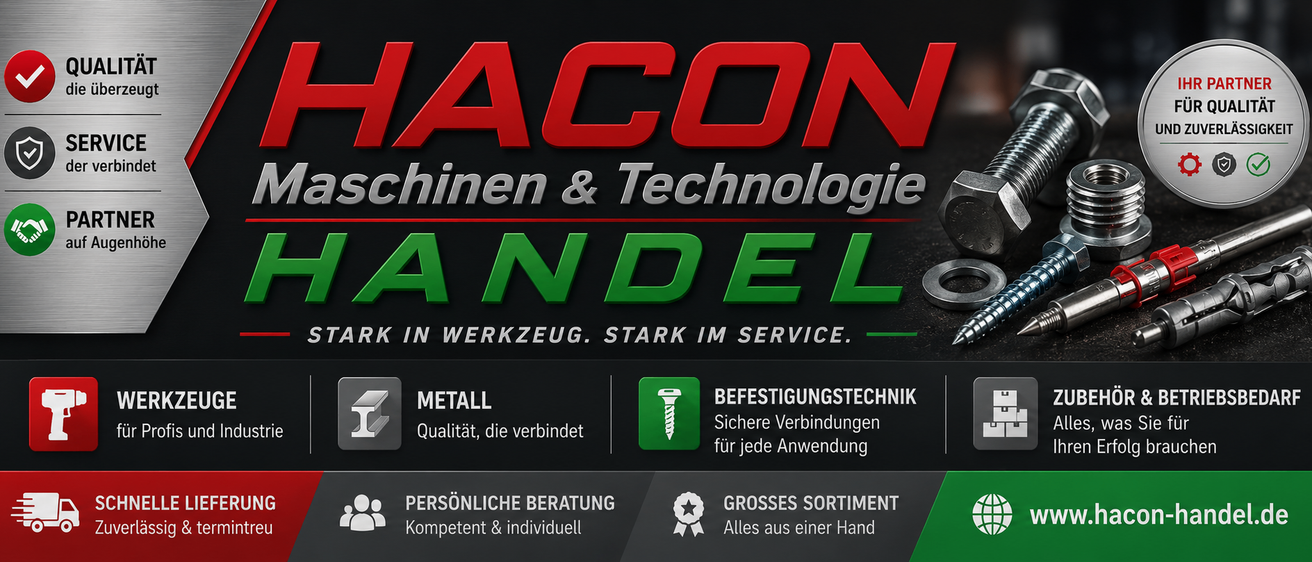 ACON banner with metal and fastener technology. Quality that binds. Personal advice, competent and individual. Large assortment, all from one source.