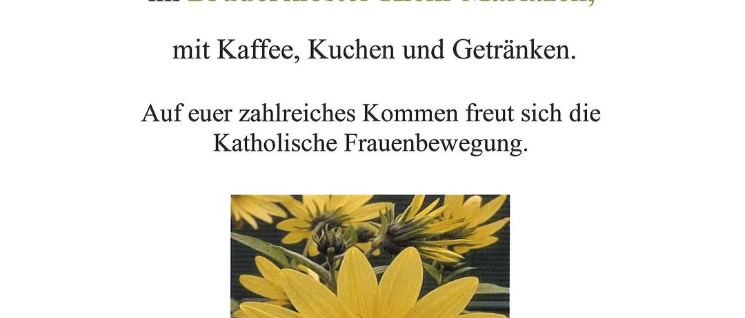 Einladung zu einem gemütlichen Spielenachmittag am Dienstag, 30. September 2025, um 15.00 Uhr im Brüderkloster Klein-Mariazell, mit Kaffee, Kuchen und Getränken. Die Katholische Frauenbewegung freut sich auf Ihren Besuch.