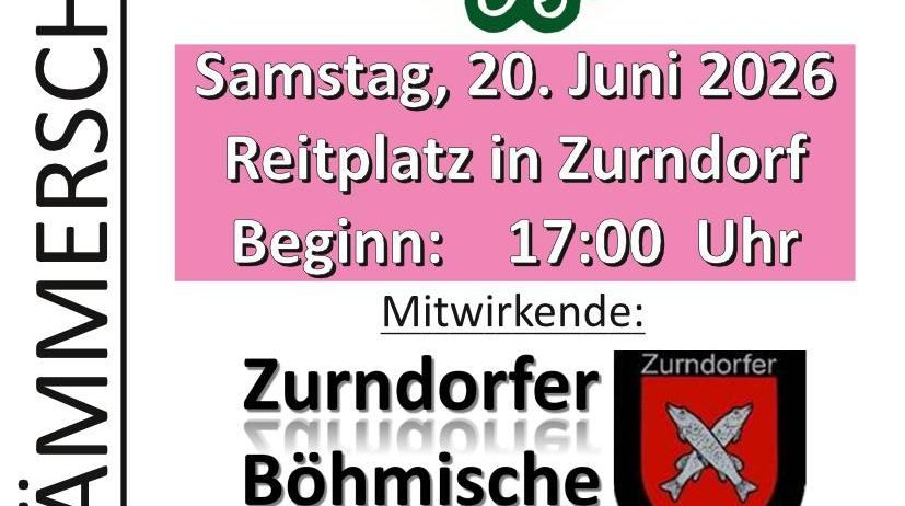 Poster for a dance event in Zurndorf on Saturday, June 20, 2026, starting at 5:00 PM. The Zurndorfer Böhmische Polkazug is involved. The Zurndorfer Böhmische logo is featured.
